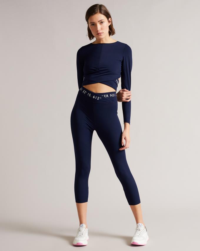 Hauts Ted Baker Activewear Long Sleeve Bleu Foncé Femme | ZLQ-19875693